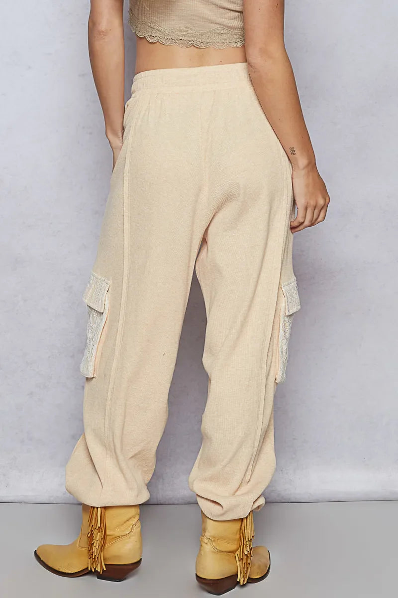 Drawstring Lace Pocket Patch Joggers