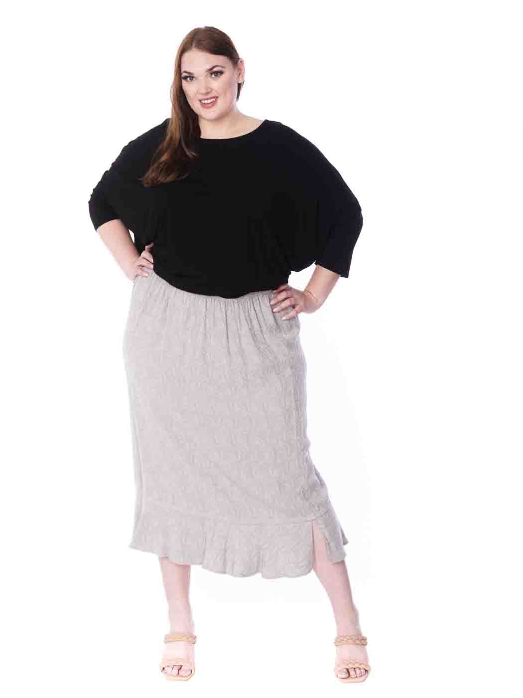 Tianello Plus Sized TENCEL™ "Paisley" Jacquard "Tulip" Skirt