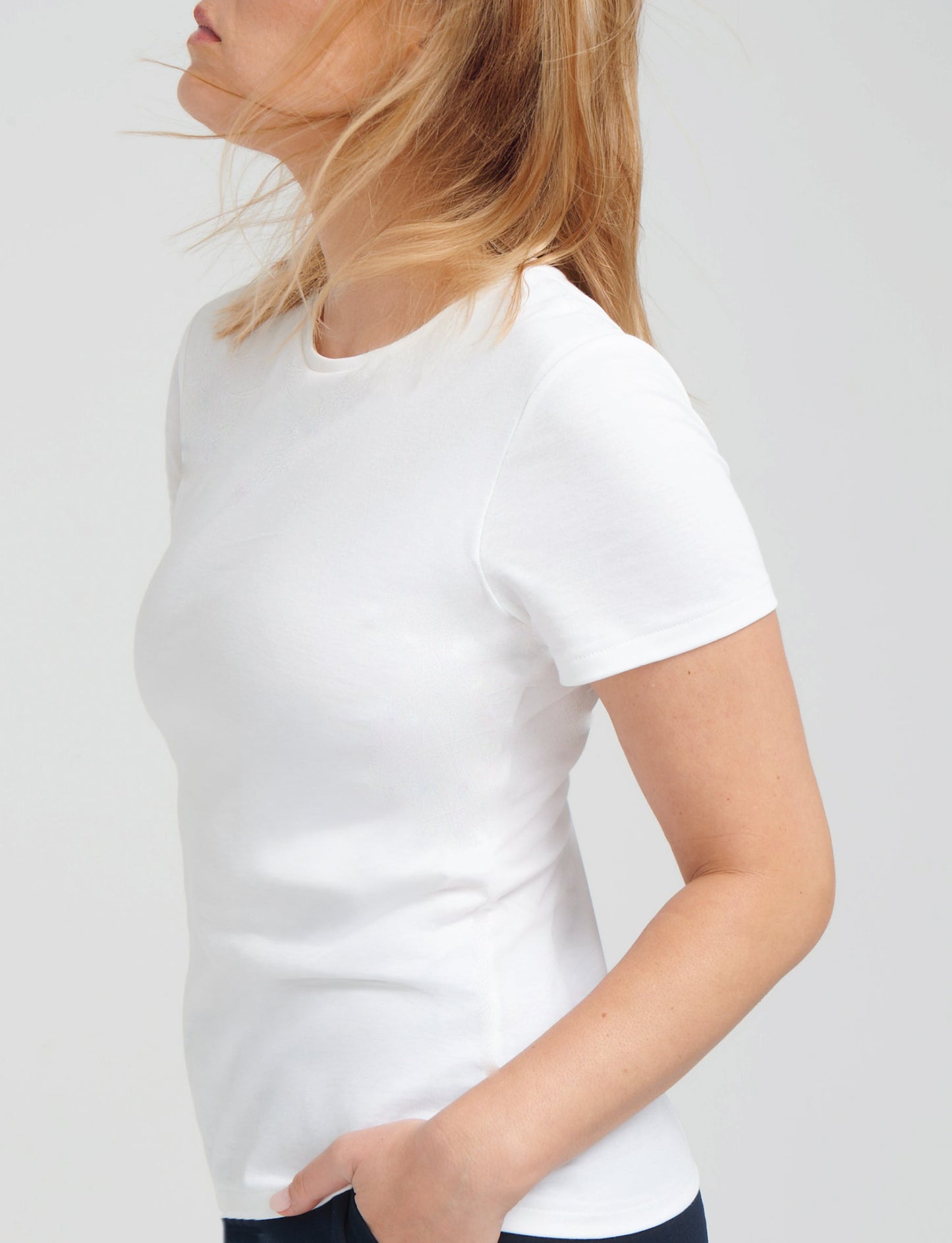 Supima Cotton Jewel Neck Tee With Built In Support Bra