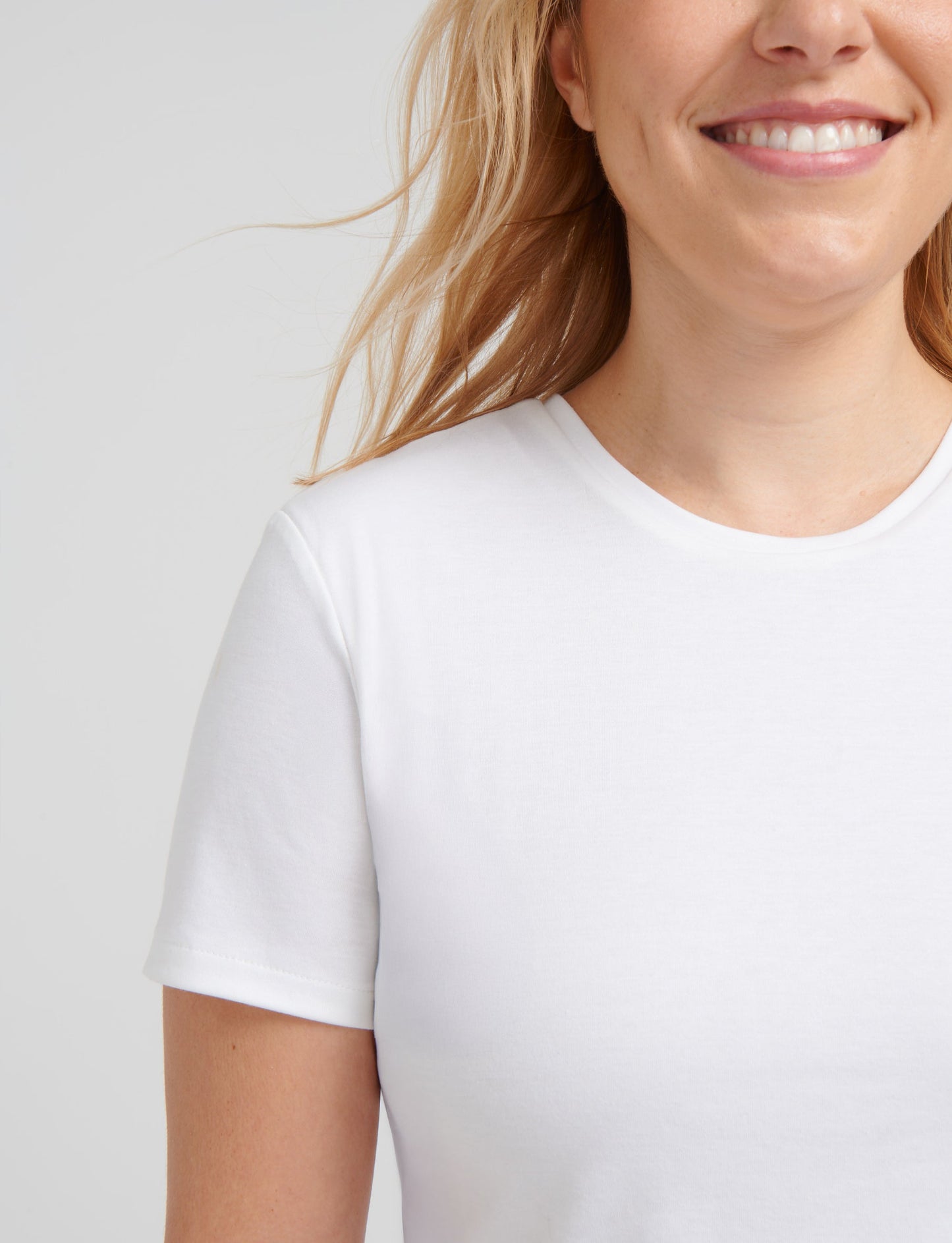 Supima Cotton Jewel Neck Tee With Built In Support Bra