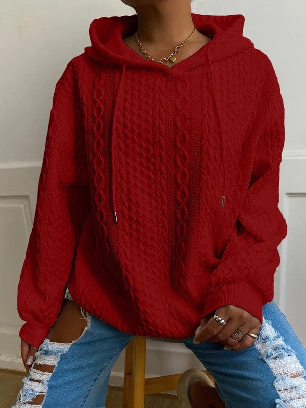 Cable knit hooded sweatshirt