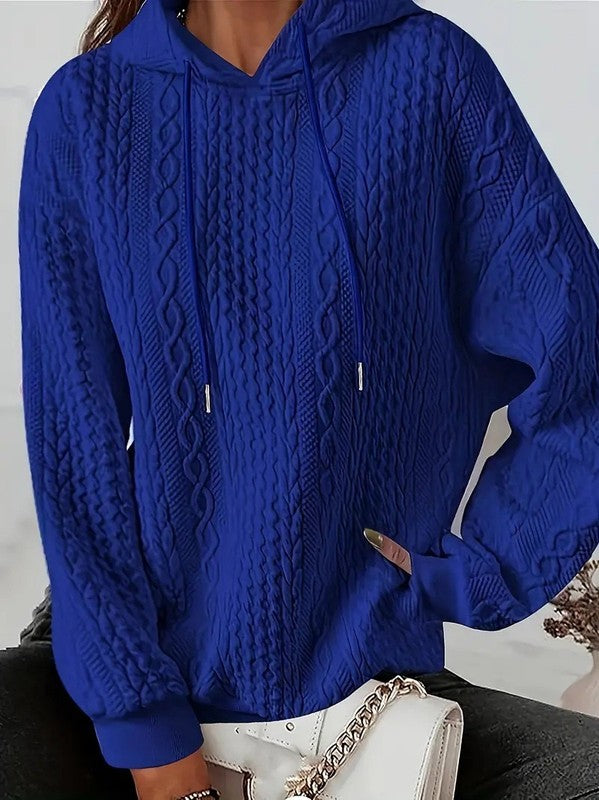 Cable knit hooded sweatshirt