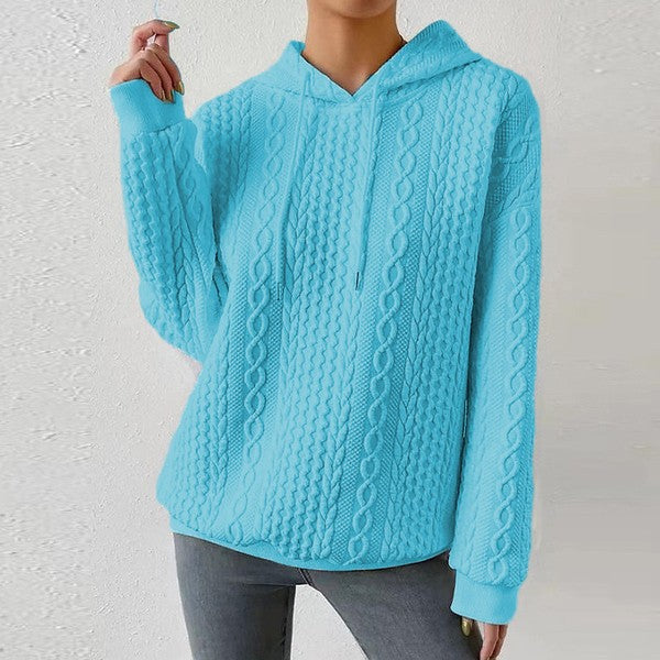 Cable knit hooded sweatshirt
