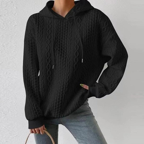 Cable knit hooded sweatshirt