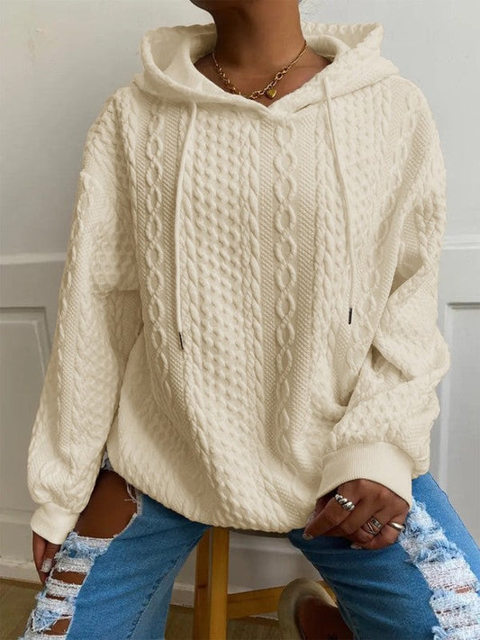 Cable knit hooded sweatshirt