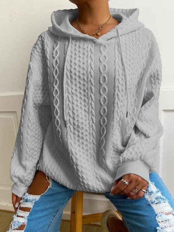 Cable knit hooded sweatshirt