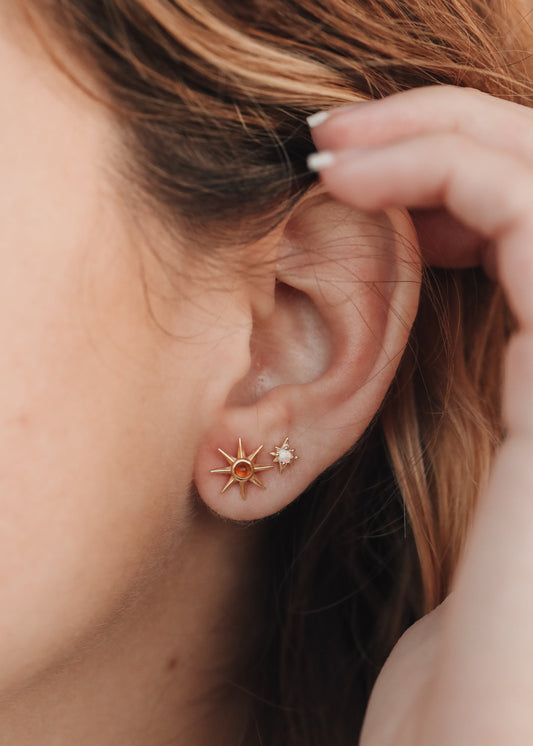 18K Gold Vermeil + Mother of Pearl Gemstone || Everyday Earrings