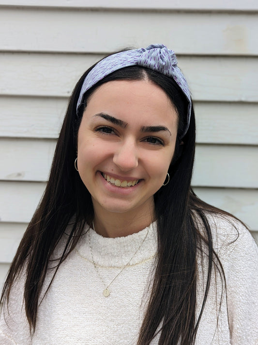 Top Knot Printed Headband - Lilac Dashes