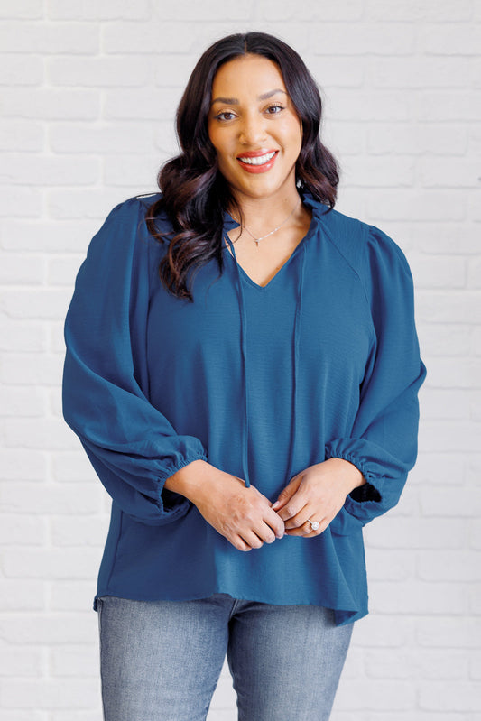 We Believe Keyhole Tie Detail Blouse Textured Woven