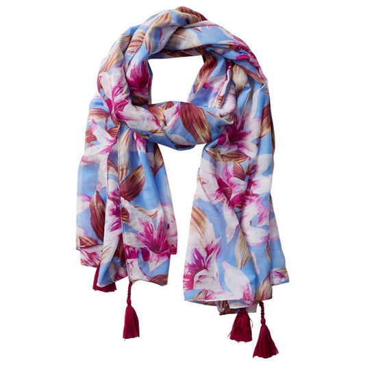 Anvi Tropical Floral Tassel Scarves