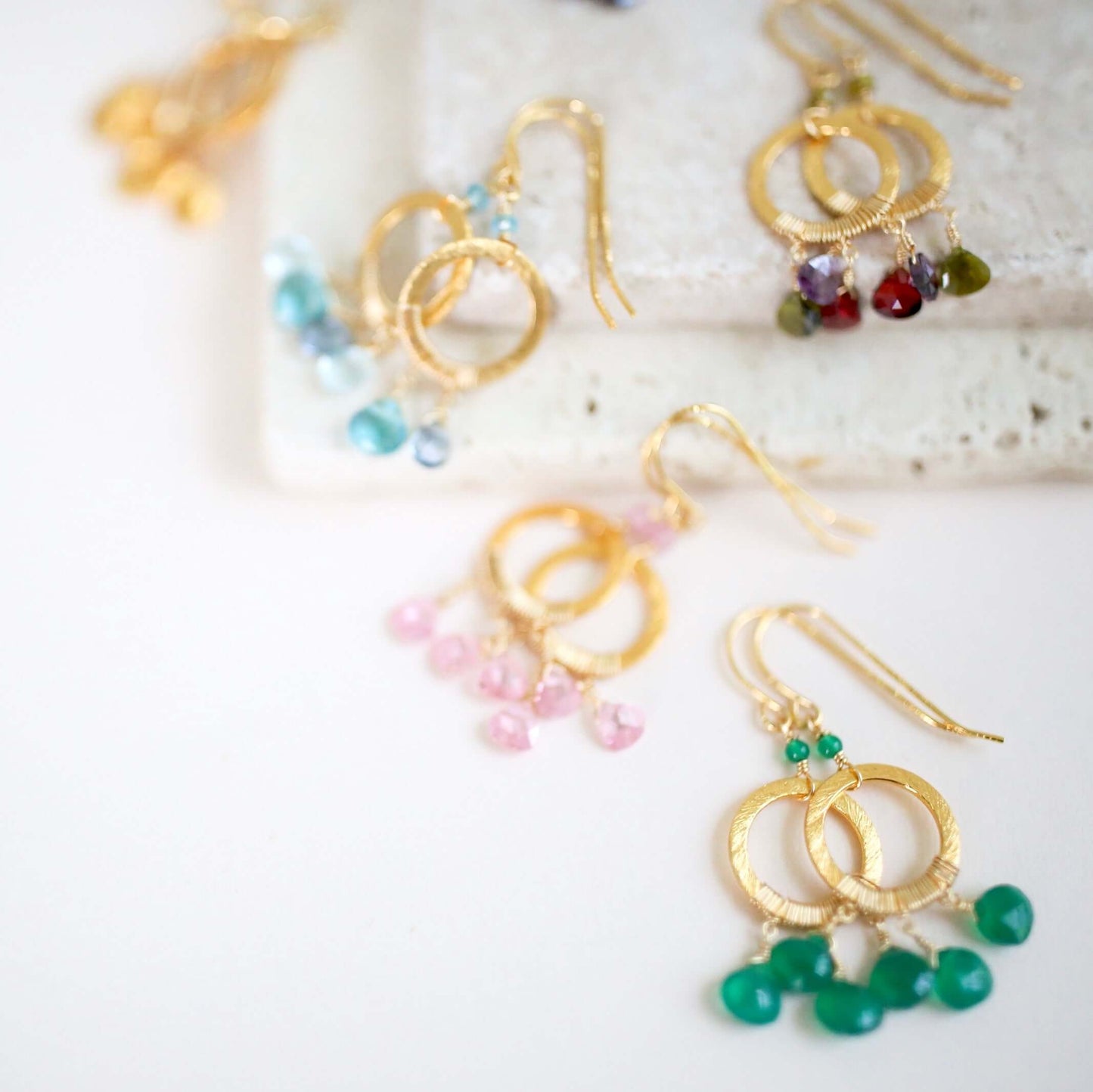 Green Onyx Mini Boho Earrings