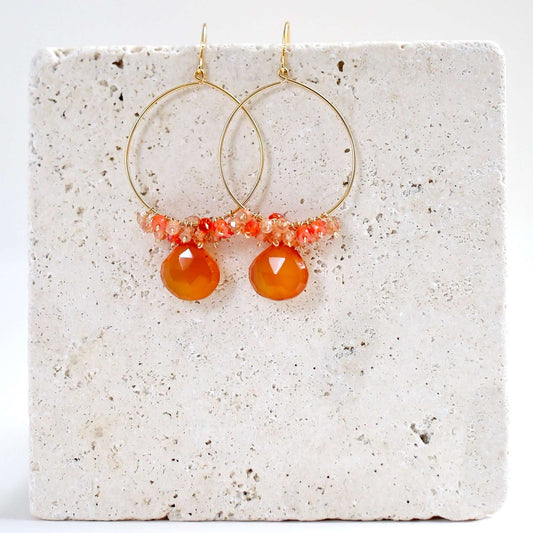 Dark Orange Chalcedony Swing Earrings