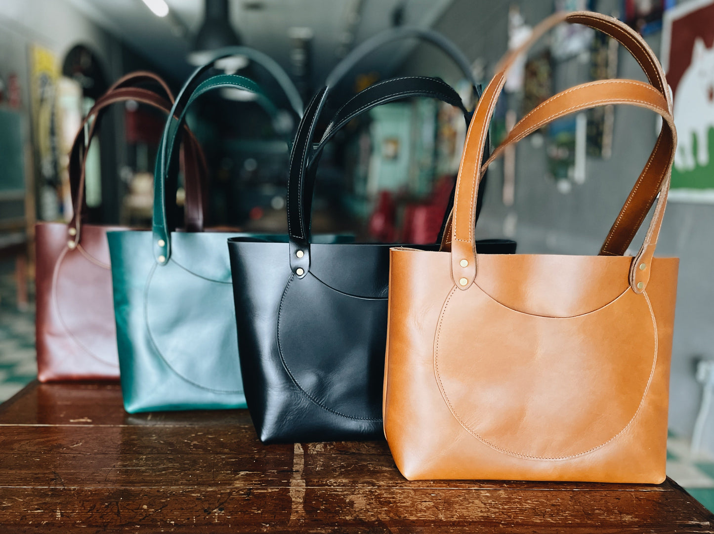 The Luna Tote By Milestone Bag Co Crescent Moon Pocket