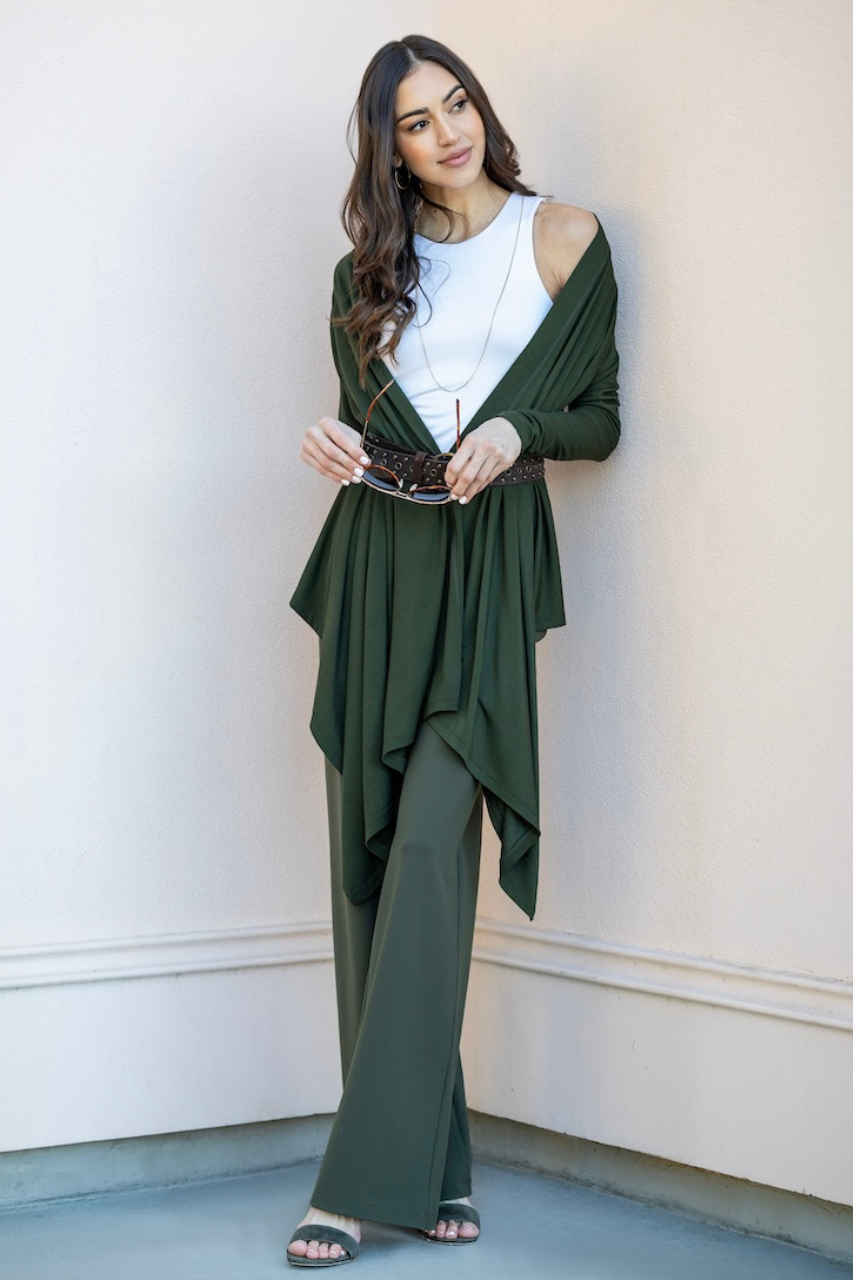 HIGH WAIST WIDE LEG PANT: FOREST NIGHT