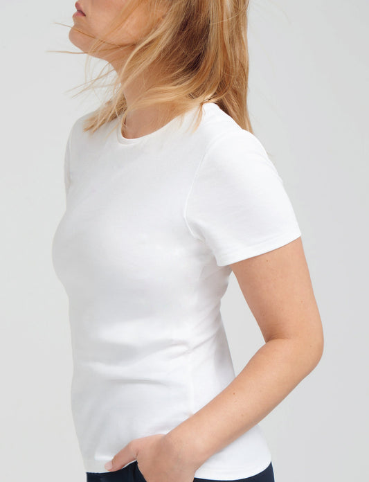 Supima Cotton Jewel Neck Tee With Built In Support Bra